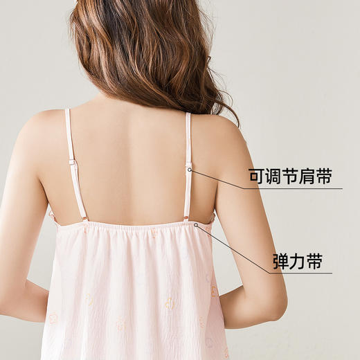 熳洁儿 带胸垫性感睡裙防走光泡泡棉甜美吊带裙家居服24253003 商品图3