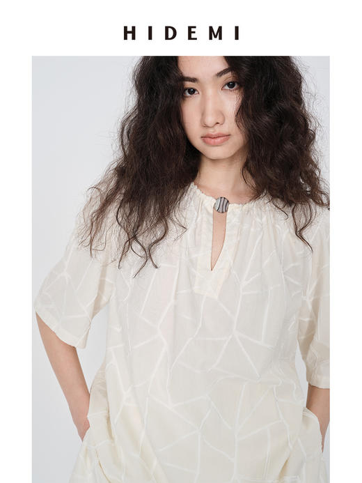 HIDEMI“昨日我是月亮”系列琉璃月亮石艺术感软雕塑线条感提花镂空褶皱套装 商品图3