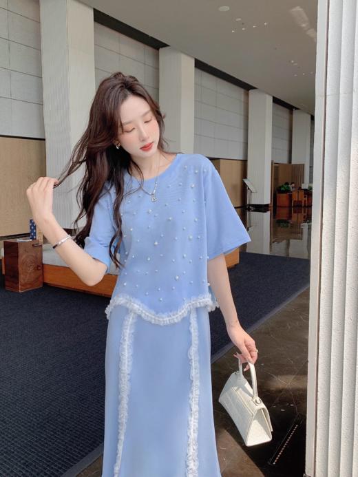 张心子【苏黎世2.0】法式名媛花边小香风套装女夏气质裙子两件套 U2404042 商品图3
