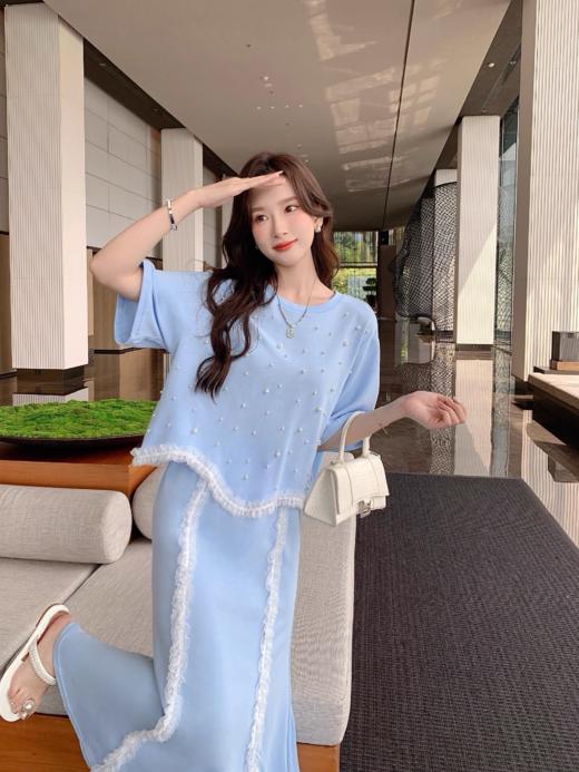 张心子【苏黎世2.0】法式名媛花边小香风套装女夏气质裙子两件套 U2404042 商品图0