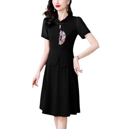 NYL-8113新中式刺绣连衣裙夏季新款时尚洋气立领拼接假两件中长裙 商品图4