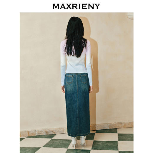 【东方玉兰-商场同款】MAXRIENY精致复古感开衩牛仔半裙2024春款(货号:MC85SK039) 商品图3