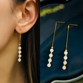 ysfb-03007【云赏珠宝】新中式和田玉玲珑耳坠s925纯银耳线耳环