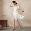 文艺甜美提花肌理感荷叶边连衣裙夏季出片氛围感仙女裙V0041352 商品缩略图1