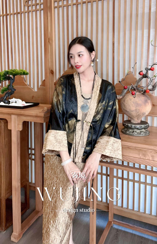 【雾境定制】浮花疏影系列华贵老钱风金属肌理半裙 3204058 商品图4