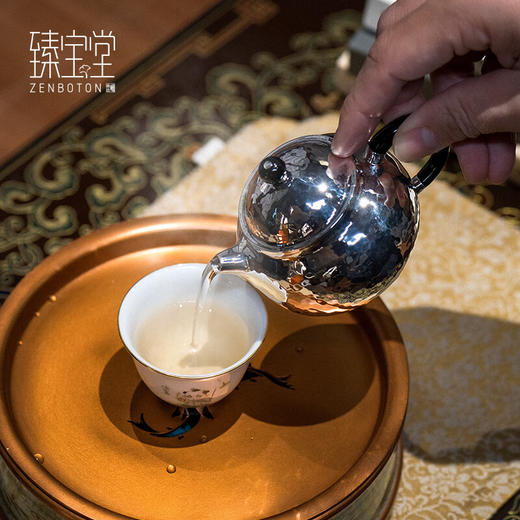 臻宝堂银壶999足银泡茶壶纯手工容天小茶壶纯银锤纹经典款单壶高端茶具 容天(经典款) 容量约 150ml 重约118克 商品图3