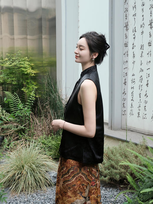 盛唐牡丹 |绵羊皮新中式对襟马甲 商品图12