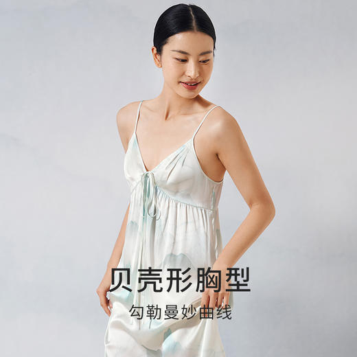 【水墨韵味】金三塔重磅真丝睡裙女中式100%桑蚕丝印花吊带裙家居服  YSFEB302 商品图1