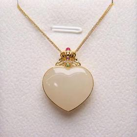玉美人菲菲-和田玉心形吊坠