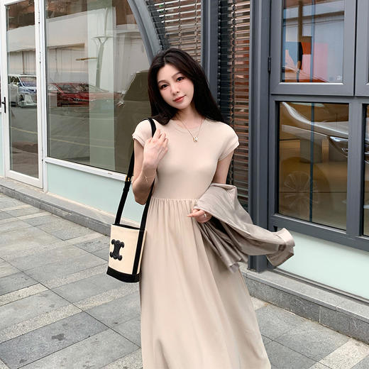 金蘑菇菇 /裸感零负担 轻奢风纯棉醋酸赫本显瘦连衣裙 商品图0