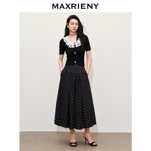 【黑白优雅主义-商场同款】MAXRIENY法式复古风情波点半裙A字裙子(货号:MC85SK059) 商品图1