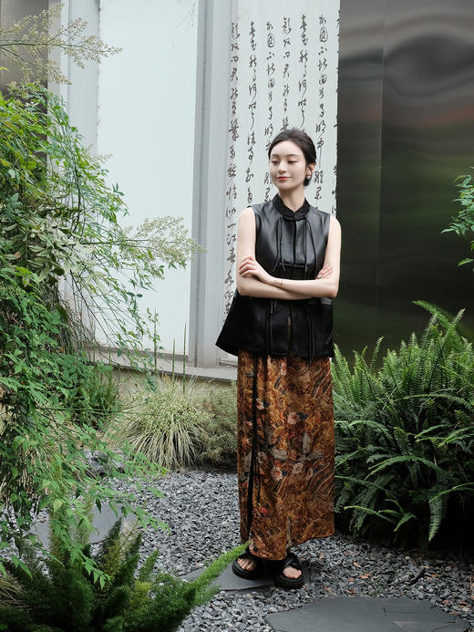 盛唐牡丹 |绵羊皮新中式对襟马甲 商品图9