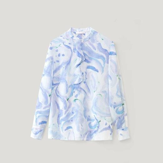 OVV抽象笔刷印花飘带雪纺衫 商品图4