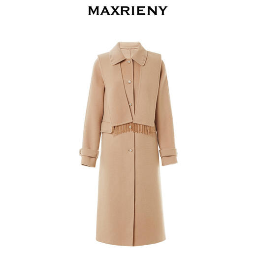 MAXRIENY极简复古通勤感大衣长款23秋冬新款双面呢羊毛外套女澳毛(货号:MS88CT529) 商品图4