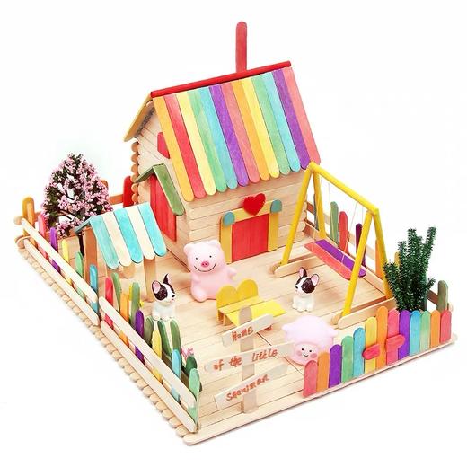 木棒木条 彩色雪糕棒 棒冰棍木条 50支/包 房子模型冰棒棍冰淇淋棒幼儿园DIY手工材料 商品图2