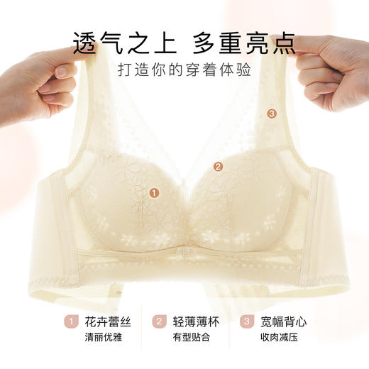 【透气洞洞 减压美背】花型蕾丝洞洞杯文胸轻薄贴合聚拢防外扩落雨初晴 商品图1
