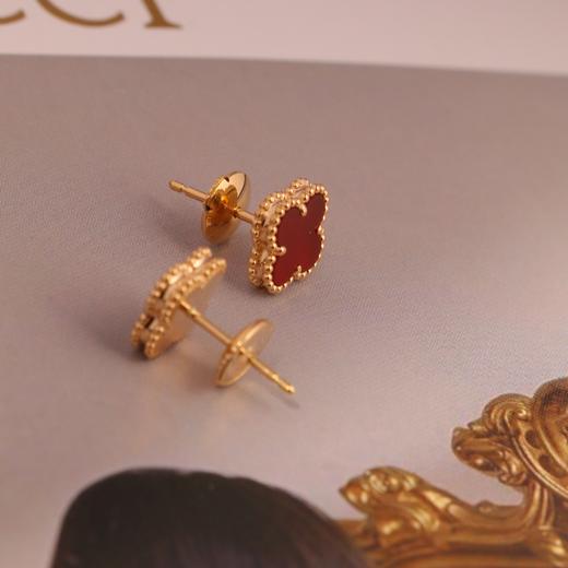 【下单后2-3个工作日发】四叶草耳钉 玛瑙 小版18k金 9.5mm 做工精良 商品图2