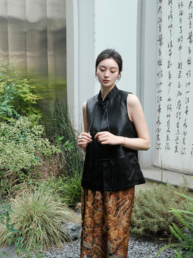 FAB绵羊皮新中式对襟马甲