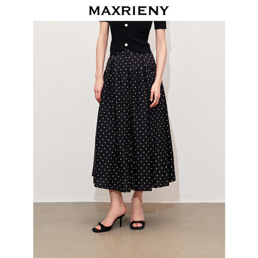 【黑白优雅主义-商场同款】MAXRIENY法式复古风情波点半裙A字裙子(货号:MC85SK059) 商品图0