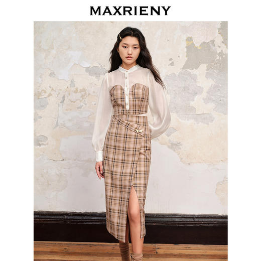 MAXRIENY复古格纹结构半裙美拉德穿搭裙子(货号:MC88SK520) 商品图2