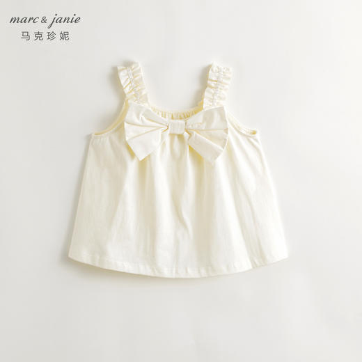 马克珍妮女童甜美蝴蝶结纯棉背心儿童上衣2025年夏装新款551115 商品图0