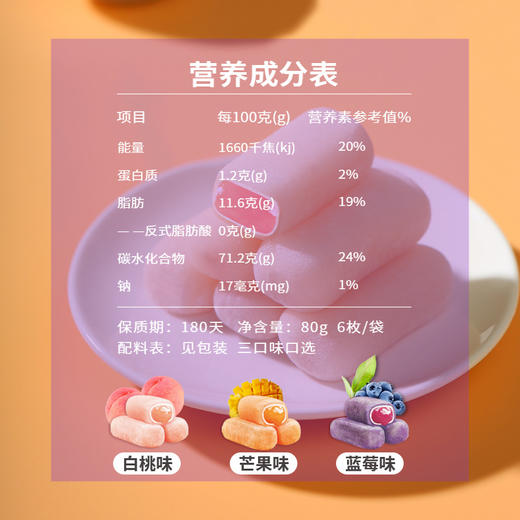 【超满足！果派流心麻薯】口感升级，—层柔糯 一层绵软雪滋 一层淳香酱心！芒果 蓝莓 白桃味软心传统糕点心食品吃的小零食 商品图2