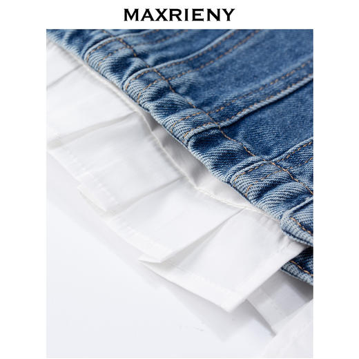 MAXRIENY钉珠宽肩截短廓形牛仔外套2024春季新款上衣女(货号:MS85JA031) 商品图3