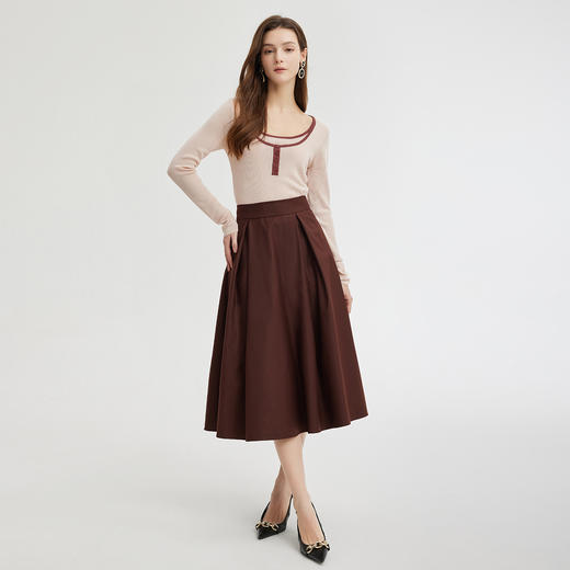 PE634斯尔丽2024春季新款软糯质感撞色假两件圆领百搭时尚减龄针织上衣 商品图3