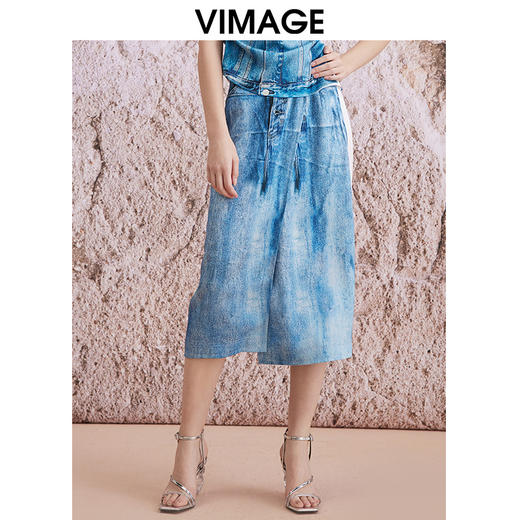 VIMAGE纬漫纪夏季新款设计感高腰显瘦时尚通勤半身裙V2106720 商品图4