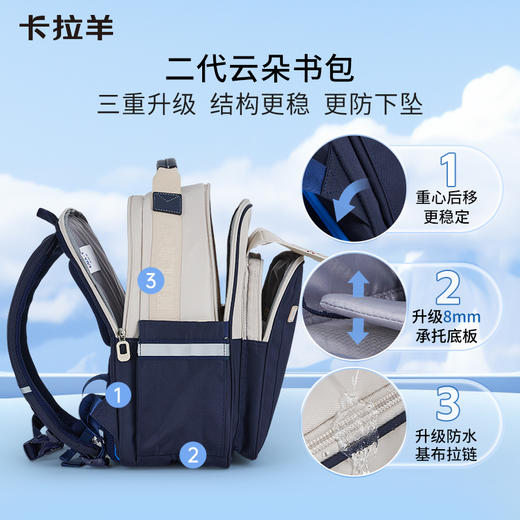 [升级云朵2.0]卡拉羊18L小学生1-4年级减负防下坠云朵书包 苏格兰 CX2211 商品图2