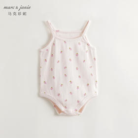 马克珍妮女宝宝趣味草莓满印吊带连体衣婴儿哈衣夏装新款240753