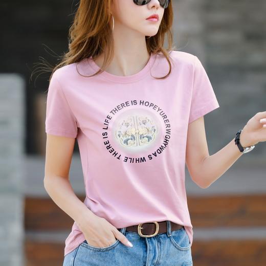 NYL-675中国风T恤女夏季新款时尚洋气圆领拼接宽松设计感半袖上衣 商品图1