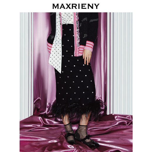 【商场同款】MAXRIENY复古波点羽毛半裙2023冬季新款(货号:MC88SK808) 商品图2