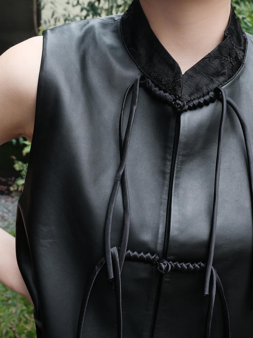 盛唐牡丹 |绵羊皮新中式对襟马甲 商品图3