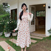 P&X设计师女装夏季方领连衣裙温柔风碎花套装长裙 824214267 花色 商品缩略图0