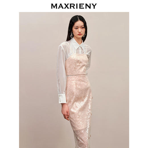 【商场同款】MAXRIENY奢华樱花粉珠片绣花吊带blingbling小背心(货号:MC88TP603) 商品图2