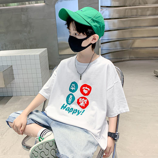 【59.9任选2件 单拍不发】男童女童潮牌洋气棉质短袖t恤夏装新款中大童圆领打底衫儿童休闲上衣_ym 商品图8