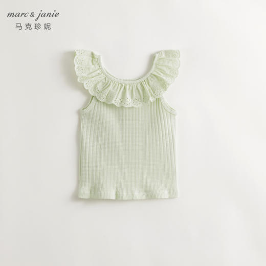马克珍妮女童甜美花边领纯棉背心儿童上衣2024年夏装新款240727 商品图1