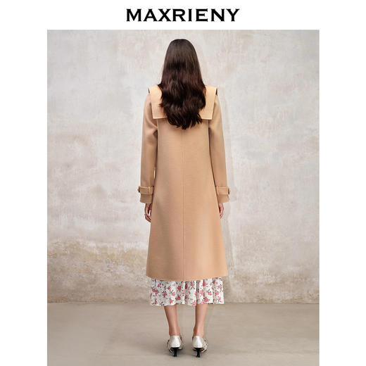 MAXRIENY极简复古通勤感大衣长款23秋冬新款双面呢羊毛外套女澳毛(货号:MS88CT529) 商品图3