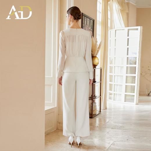 AD御姐范职场两件套衬衫女春夏新款米杏色微透视上衣阔腿西装裤子 商品图3