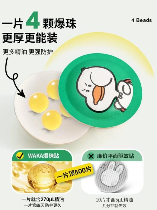 (两件包邮) WAKA 儿童户外随身精油爆珠贴（防蚊驱蚊鸭鸭贴）0岁以上均可用 商品图2