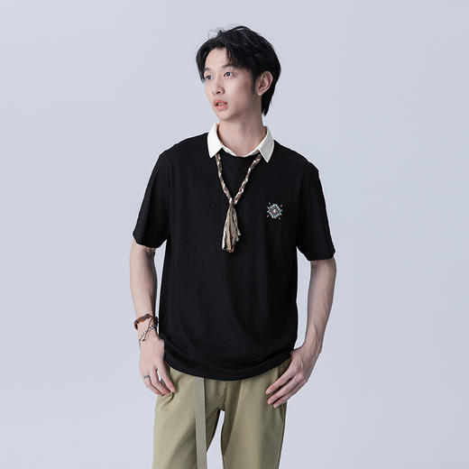 【秒杀专属】HX 夏季圆领短袖T恤微宽松版型S102423051101/02 商品图1