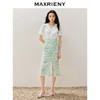 MAXRIENY精致浪漫感高腰半裙2024夏季新款抽褶小众设计感裙子(货号:MS85SK026) 商品缩略图1