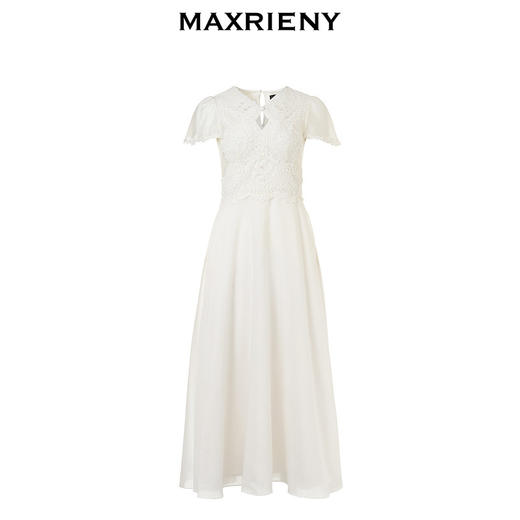 【商场同款】MAXRIENY精致蜜桃蕾丝珍珠连衣裙修身长裙(货号:MC85DR050) 商品图4