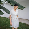 IWY/白色西装连衣裙短袖高级设计感女神范美容院操作师商务通勤裙Q11255 商品缩略图3