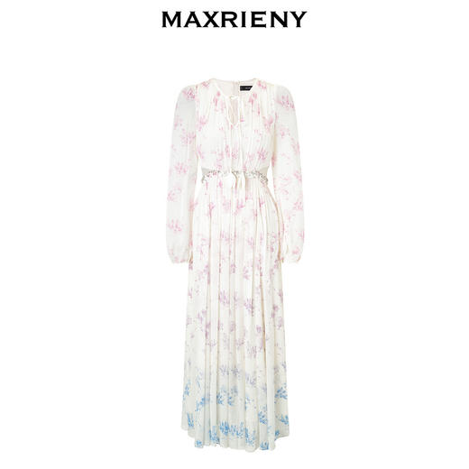 【东方玉兰-商场同款】MAXRIENY复古优雅兰花渐变印花连衣裙2024(货号:MC85DR059) 商品图4