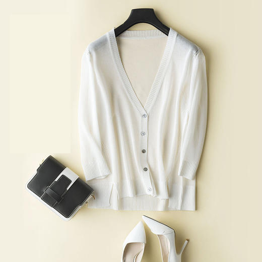 春夏新款大码针织开衫上衣短款冰丝衣女薄款防晒外套宽松空调衫 商品图1