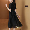AHM-8682中国风甜美短袖套头夏季新款高级感复古绣花网纱小黑裙 商品缩略图2