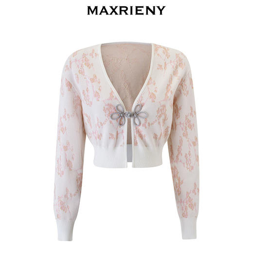 MAXRIENY新中式手工盘扣外套2024春款新品复古外搭披肩截短上衣女(货号:MS85JA019) 商品图4