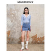 MAXRIENY精致复古氛围感蝴蝶结开叉牛仔半裙秋季牛仔短裙(货号:MS88SK555) 商品缩略图1
